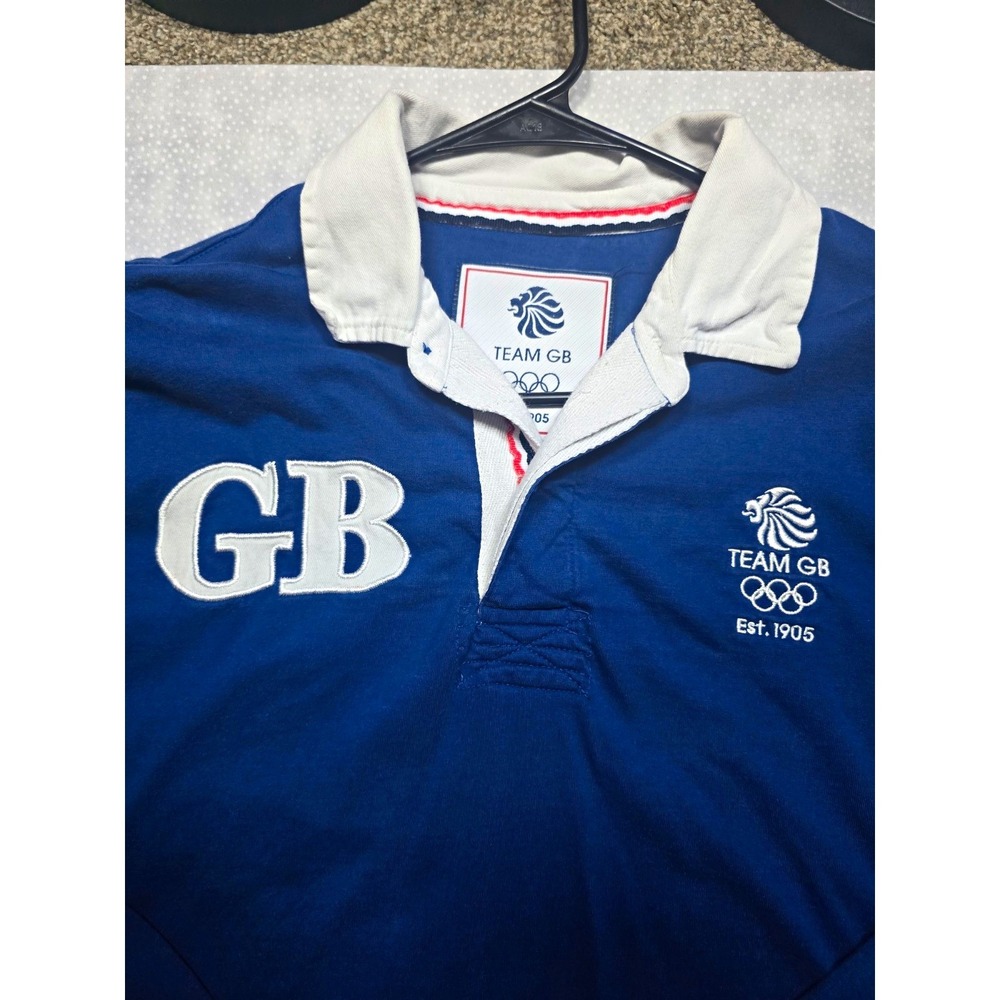 Team GB Great Britain 2012 Olympics Long Sleeve Collared 2XL Blue & White VTG